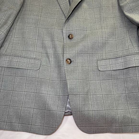 Lauren Ralph Lauren Blazer Mens Size 42R Gray Windowpane Silk Wool Sports Coat - Picture 4 of 16